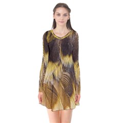 Wing Feather Bird Animal World Long Sleeve V-neck Flare Dress by Pakrebo