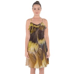 Wing Feather Bird Animal World Ruffle Detail Chiffon Dress by Pakrebo