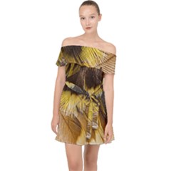 Wing Feather Bird Animal World Off Shoulder Chiffon Dress by Pakrebo