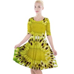 Kiwi Vitamins Eat Fresh Healthy Quarter Sleeve A-line Dress by Pakrebo