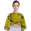 Kiwi Vitamins Eat Fresh Healthy Tie Back Butterfly Sleeve Chiffon Top View1