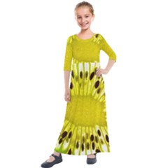 Kiwi Vitamins Eat Fresh Healthy Kids  Quarter Sleeve Maxi Dress by Pakrebo