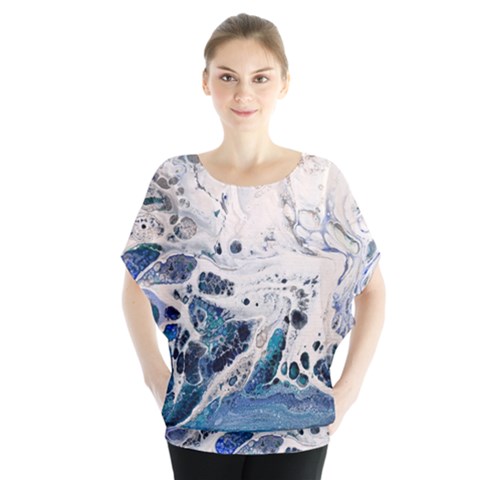 Paint Acrylic Paint Art Colorful Batwing Chiffon Blouse by Pakrebo