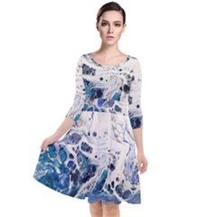 Paint Acrylic Paint Art Colorful Quarter Sleeve Waist Band Dress by Pakrebo