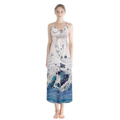 Paint Acrylic Paint Art Colorful Button Up Chiffon Maxi Dress