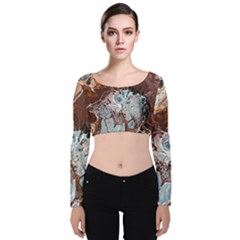 Paint Acrylic Paint Art Colorful Velvet Long Sleeve Crop Top by Pakrebo