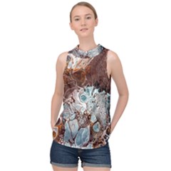 Paint Acrylic Paint Art Colorful High Neck Satin Top