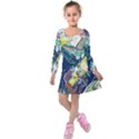 Paint Acrylic Paint Art Colorful Kids  Long Sleeve Velvet Dress View1