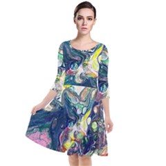 Paint Acrylic Paint Art Colorful Quarter Sleeve Waist Band Dress