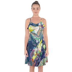 Paint Acrylic Paint Art Colorful Ruffle Detail Chiffon Dress by Pakrebo