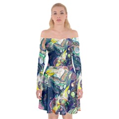 Paint Acrylic Paint Art Colorful Off Shoulder Skater Dress