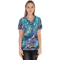 Paint Acrylic Paint Art Colorful Women s V-neck Scrub Top by Pakrebo