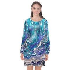 Paint Acrylic Paint Art Colorful Long Sleeve Chiffon Shift Dress  by Pakrebo