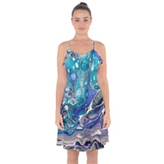 Paint Acrylic Paint Art Colorful Ruffle Detail Chiffon Dress by Pakrebo