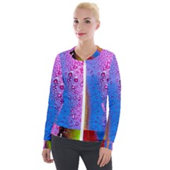 Art Abstract Background Color Velour Zip Up Jacket by Pakrebo