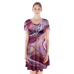 Paint Acrylic Paint Art Colorful Short Sleeve V-neck Flare Dress