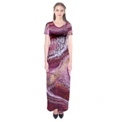 Paint Acrylic Paint Art Colorful Short Sleeve Maxi Dress