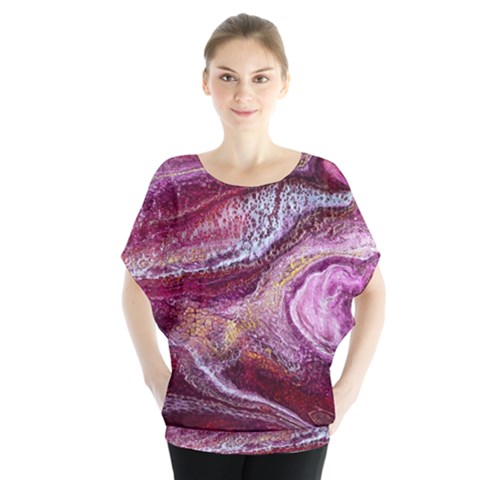 Paint Acrylic Paint Art Colorful Batwing Chiffon Blouse by Pakrebo