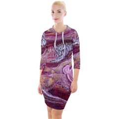 Paint Acrylic Paint Art Colorful Quarter Sleeve Hood Bodycon Dress