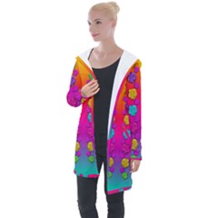 Roses In  Stunning Rainbows Longline Hooded Cardigan by pepitasart