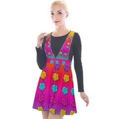 Roses In  Stunning Rainbows Plunge Pinafore Velour Dress by pepitasart