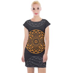 Background Design Pattern Tile Cap Sleeve Bodycon Dress