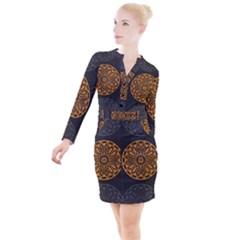 Background Design Pattern Tile Button Long Sleeve Dress