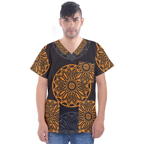 Background Design Pattern Tile Men s V-neck Scrub Top by Mariart