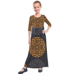 Background Design Pattern Tile Kids  Quarter Sleeve Maxi Dress