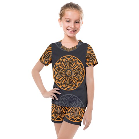 Background Design Pattern Tile Kids  Mesh Tee And Shorts Set by Mariart