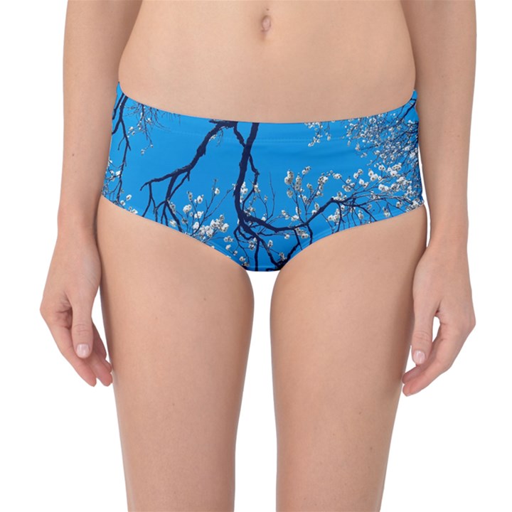 The Beauty of Life- Cherry Blossom Tree Mid-Waist Bikini Bottoms