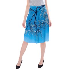 The Beauty Of Life- Cherry Blossom Tree Midi Beach Skirt by WensdaiAmbrose