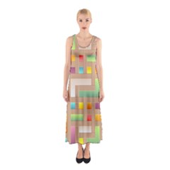 Abstract Background Colorful Sleeveless Maxi Dress