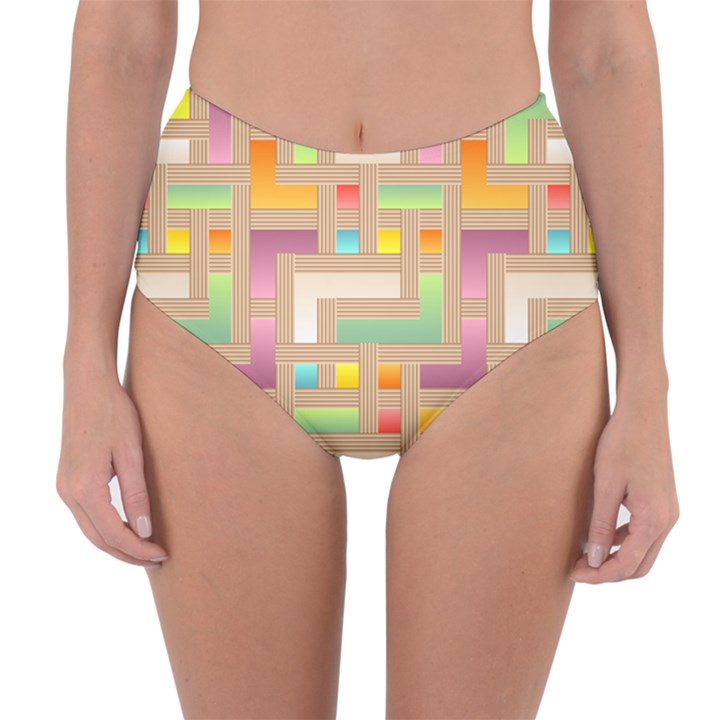 Abstract Background Colorful Reversible High-Waist Bikini Bottoms