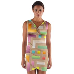 Abstract Background Colorful Wrap Front Bodycon Dress