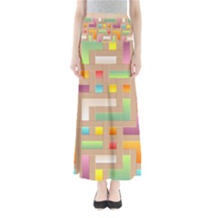 Abstract Background Colorful Full Length Maxi Skirt