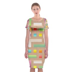 Abstract Background Colorful Classic Short Sleeve Midi Dress by HermanTelo