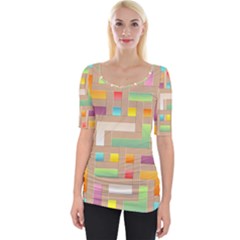 Abstract Background Colorful Wide Neckline Tee