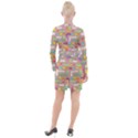 Abstract Background Colorful Button Long Sleeve Dress View2