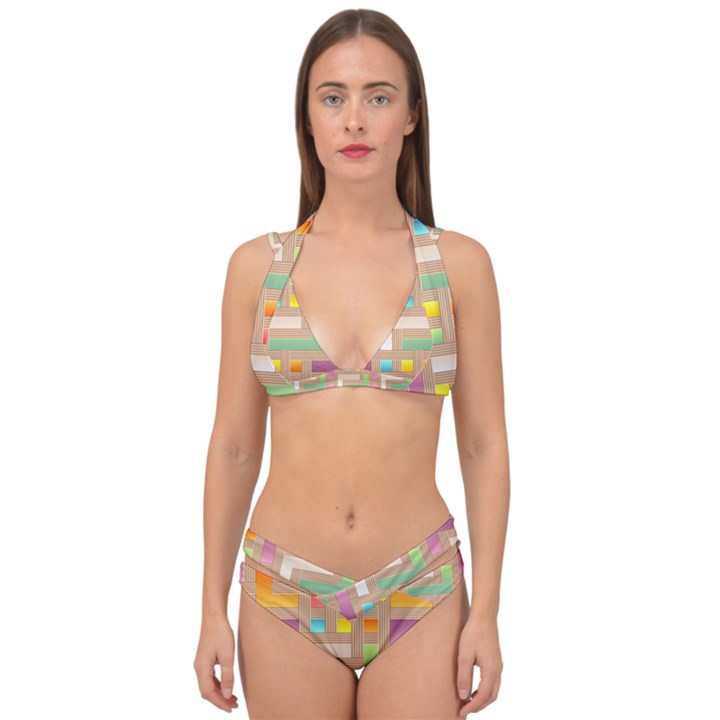 Abstract Background Colorful Double Strap Halter Bikini Set