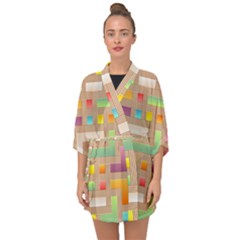 Abstract Background Colorful Half Sleeve Chiffon Kimono