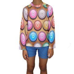 Background Colorful Abstract Brown Kids  Long Sleeve Swimwear