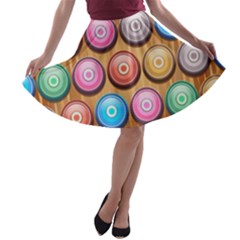 Background Colorful Abstract Brown A-line Skater Skirt