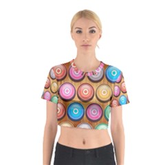 Background Colorful Abstract Brown Cotton Crop Top