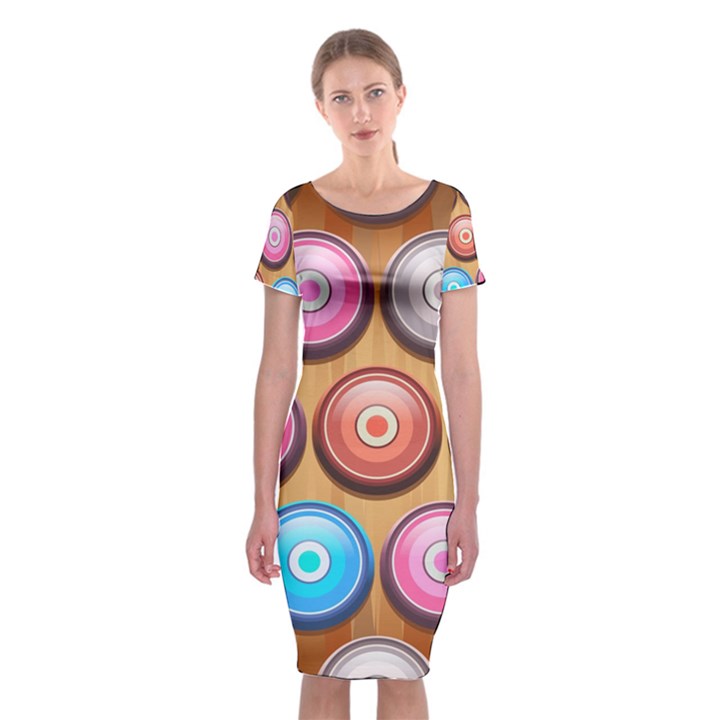 Background Colorful Abstract Brown Classic Short Sleeve Midi Dress