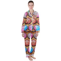 Background Colorful Abstract Brown Satin Long Sleeve Pyjamas Set