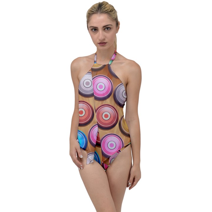 Background Colorful Abstract Brown Go with the Flow One Piece Swimsuit