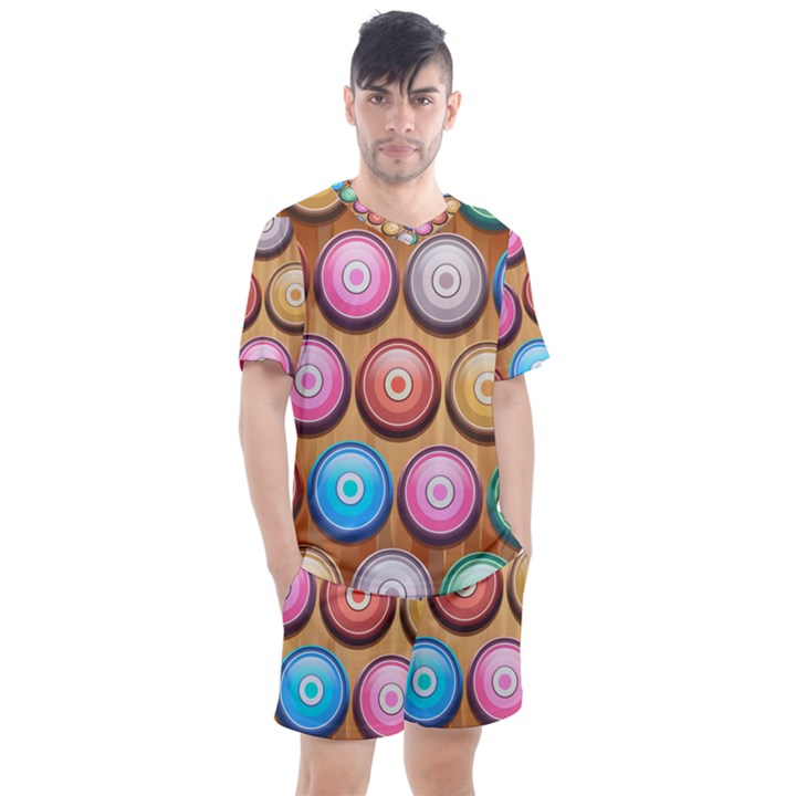 Background Colorful Abstract Brown Men s Mesh Tee and Shorts Set