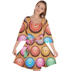 Background Colorful Abstract Brown Velour Kimono Dress