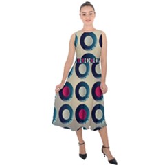 Background Colorful Abstract Midi Tie-back Chiffon Dress